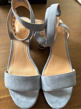Coach Light Blue Suede Ankle Strap Heels
